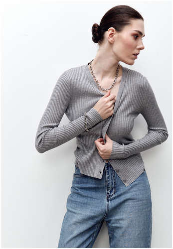 Кардиган из плотного трикотажа в рубчик AZUR 197794 / 102213625 - вид 2