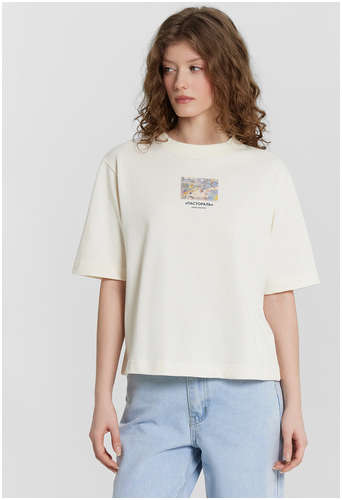 Футболка женская кремовая с принтом из коллекции art u wear Mark Formelle / 103228207 - вид 2