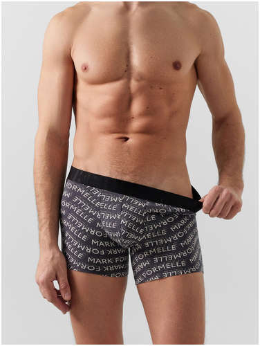 Трусы боксеры мужские с серые принтом Mark Formelle / 103221529 - вид 2