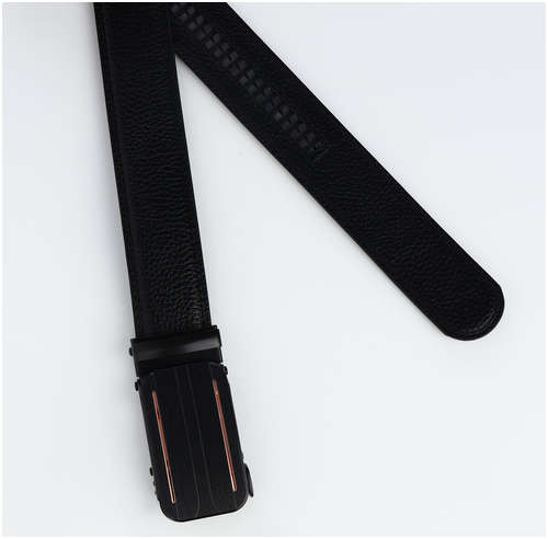 Ремень мужской, ширина 3,5 см, пряжка автомат, цвет черный / 103202250 - вид 2