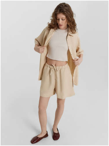 Комплект женский бежевый: рубашка и шорты Mark Formelle 103232888