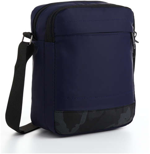 Сумка мужская через плечо, 2 отдела на молниях, наружный карман, синяя 103201986