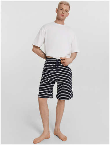 Шорты домашние мужские синие в полоску Mark Formelle / 103235228 - вид 2