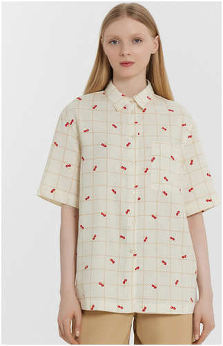 Рубашка женская бежевая в клетку Mark Formelle / 103234735 - вид 2