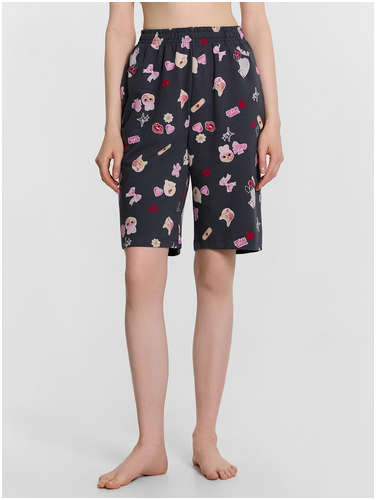 Шорты женские серые с принтом Mark Formelle / 103240810 - вид 2