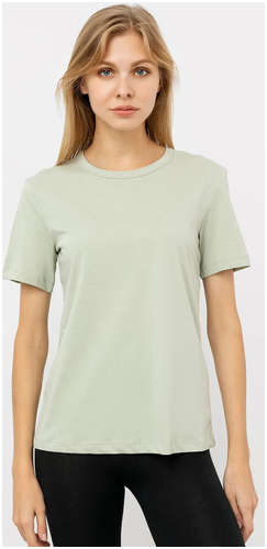 Однотонная женская футболка пыльно-зеленого цвета Mark Formelle / 103168119