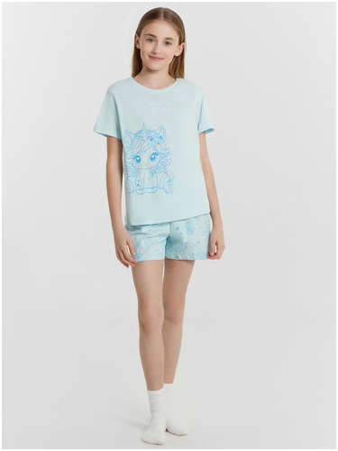 Комплект домашний для девочек голубой с единорогами Mark Formelle 103239784
