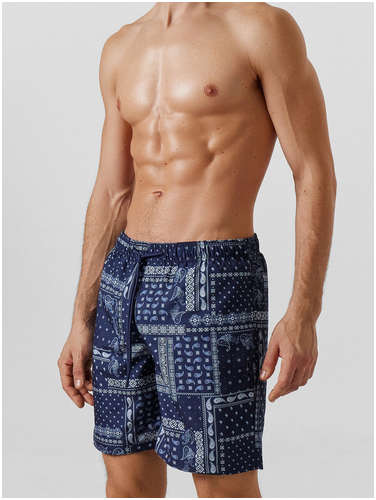 Шорты для плавания мужские синие с принтом пейсли Mark Formelle / 103233578 - вид 2