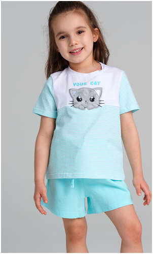 Комплект трикотажный фуфайка футболка шорты пижама классического пояс PLAYTODAY / 103188767 - вид 2