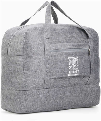 Сумка дорожная на молнии, отдел для обуви, наружный карман, держатель для чемодана, серая / 103221809 - вид 2