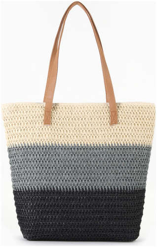 Сумка пляжная на молнии, на подкладке, бежевая/серая/черная 103223035