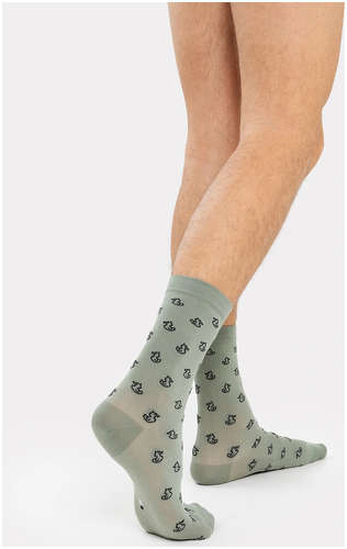 Носки мужские зеленые с рисунком в виде уточек Mark Formelle / 103242392 - вид 2