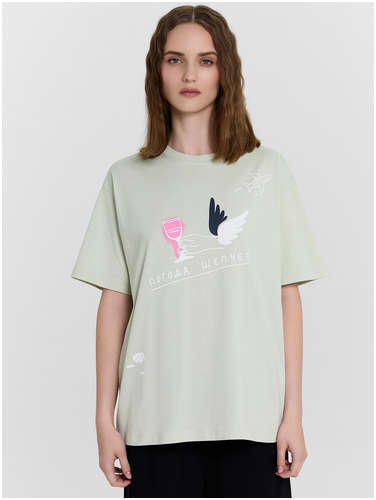 Футболка женская зеленая с принтом Mark Formelle 103239576