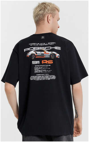 Футболка мужская черная с принтом и надписью porsche Mark Formelle 103240773