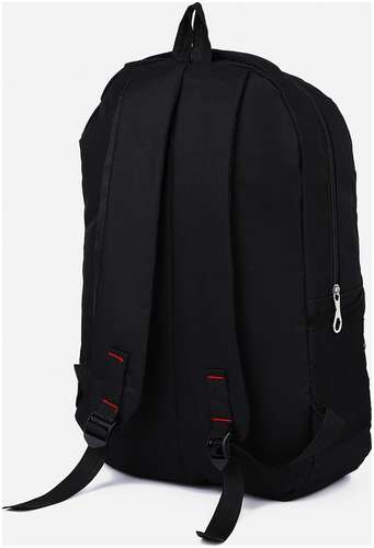 Рюкзак мужской на молнии, 3 наружных кармана, цвет черный / 103150732 - вид 2