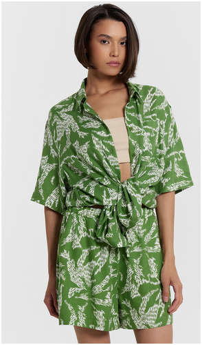 Рубашка женская зеленая с принтом Mark Formelle 103236041