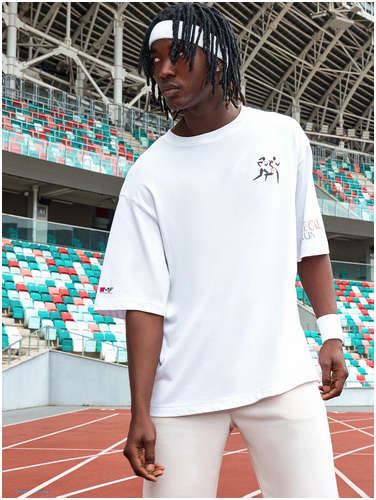 Футболка мужская белая с принтом и логотипом mf Mark Formelle 103235702