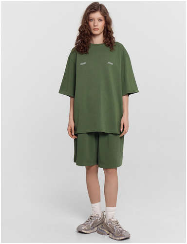 Комплект женский зеленый: шорты и футболка с надписью Mark Formelle / 103230688 - вид 2