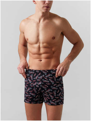 Трусы шорты мужские черные с мото принтом Mark Formelle / 103223253 - вид 2