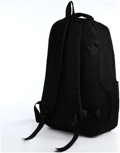 Рюкзак молодежный из текстиля на молнии, 4 кармана, цвет черный/зеленый / 103157851 - вид 2