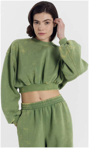 Свитшот женский зеленый с обработкой эйсид Mark Formelle / 103185473