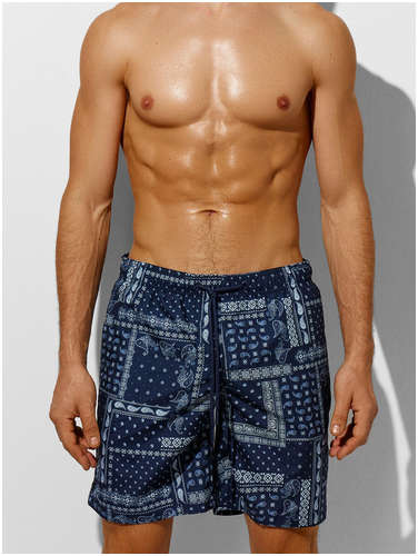 Шорты для плавания мужские синие с принтом пейсли Mark Formelle 103233578