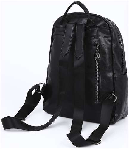 Рюкзак женский из искусственной кожи на молнии, 3 кармана, цвет черный / 103136962 - вид 2