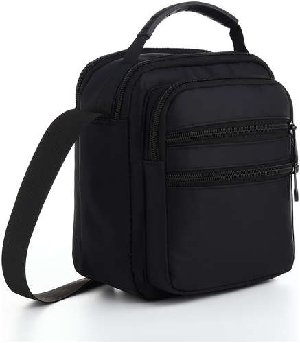 Сумка мужская, 2 отдела на молниях, 4 наружных кармана, черная 103201960