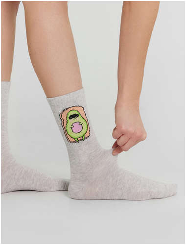 Носки женские серые с принтом в виде авокадо Mark Formelle 103216463