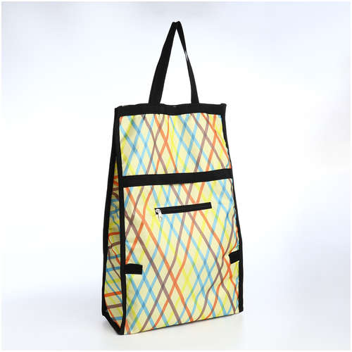 Сумка хозяйственная складная на липучке, 2 колеса, наружный карман, цвет разноцветный 103231154