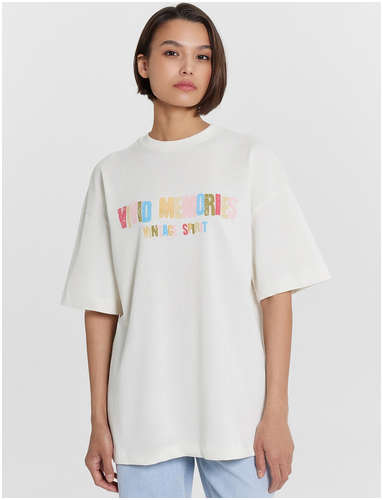 Футболка женская кремовая с надписью Mark Formelle 103239879