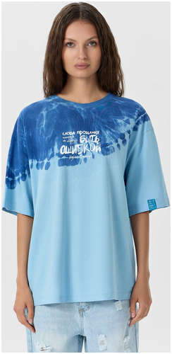 Футболка женская голубая с надписью Mark Formelle 103242675