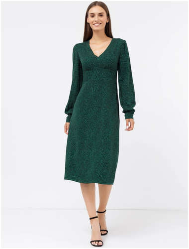 Полуприлегающее платье из вискозы в зеленое пятнышко Mark Formelle / 103168423