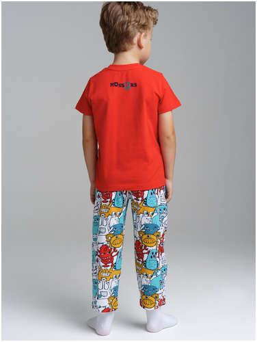 Комплект трикотажный фуфайка футболка брюки пижама пояс PLAYTODAY / 103162359 - вид 2