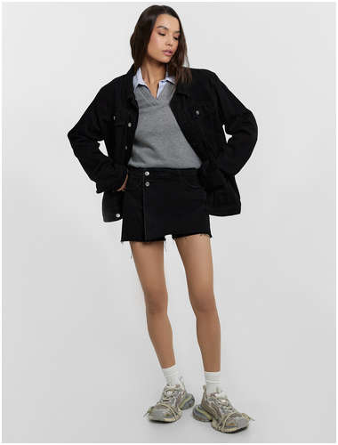 Шорты-юбка женские джинсовые черные Mark Formelle / 103226979 - вид 2