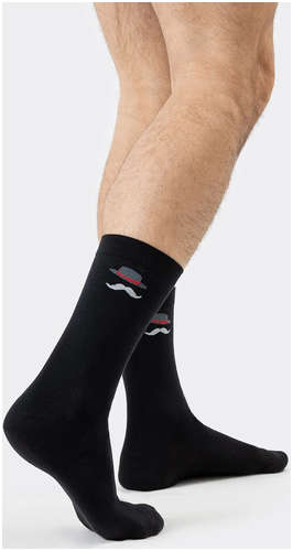 Носки мужские черные с рисунком в виде шляпы и усов Mark Formelle / 103224291 - вид 2