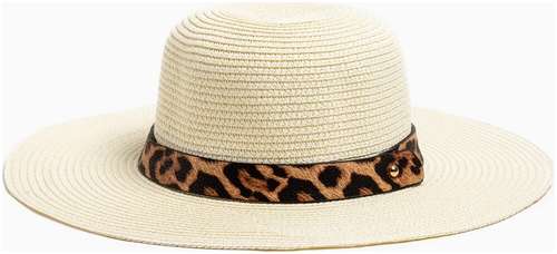 Шляпа женская с леопардовым ремешком minaku цвет молочный, р-р 58 103126149