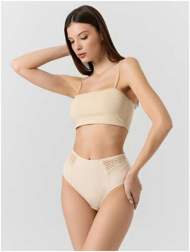 Трусы макси женские бежевые с кружевом Mark Formelle 103236946