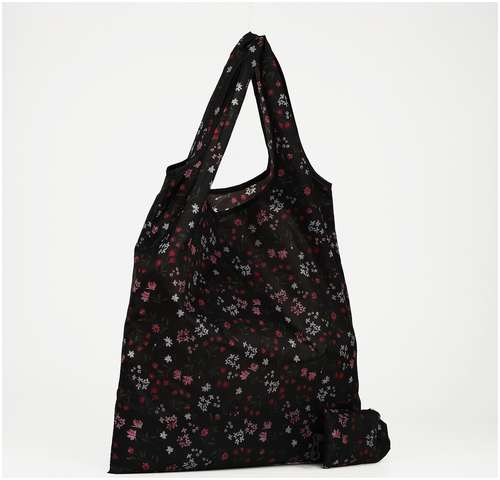 Сумка хозяйственная без застежки, складная, цвет черный 103229659