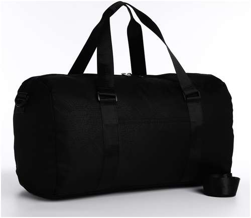 Сумка дорожная на молнии, наружный карман, держатель для чемодана, длинный ремень, цвет черный / 103157138
