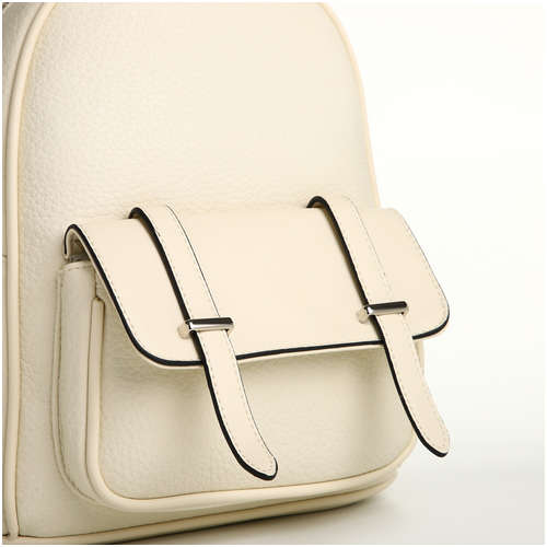 Рюкзак-мини женский velaria на молнии, с карманом, молочный / 103206018 - вид 2