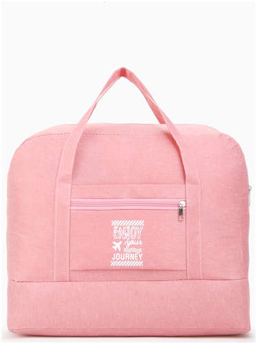 Сумка дорожная на молнии, отдел для обуви, наружный карман, держатель для чемодана, розовая 103221823