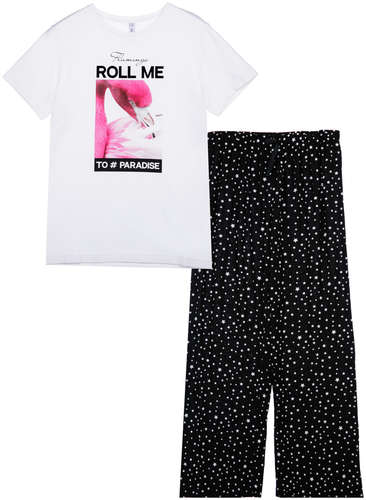 Комплект фуфайка трикотажная футболка брюки пижама классический пояс PLAYTODAY 103154404