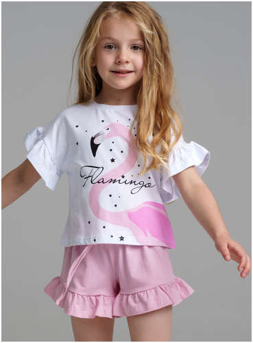 Комплект трикотажный фуфайка футболка шорты пижама пояс PLAYTODAY / 103188730 - вид 2