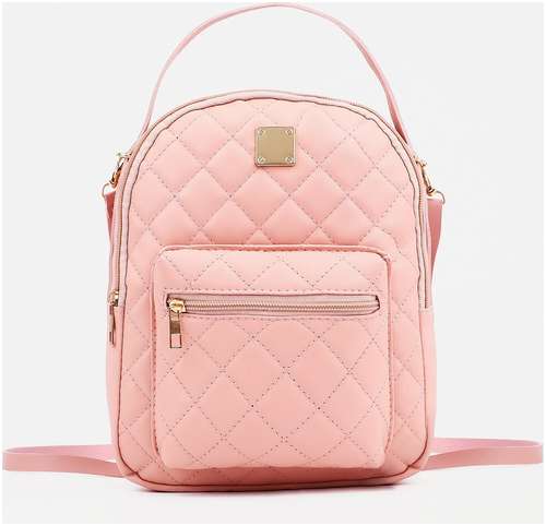 Мини-рюкзак из искусственной кожи на молнии, 1 карман, цвет розовый / 103128048