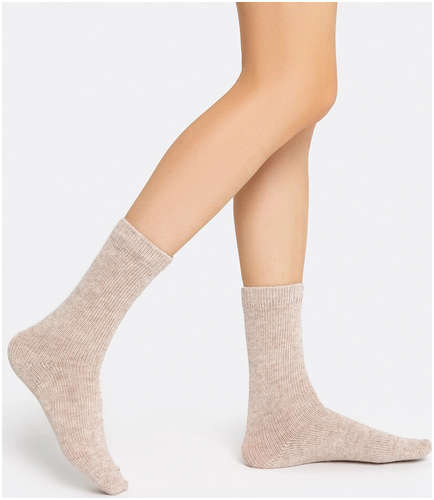 Носки женские светло-бежевые из вискозы и ангоры Mark Formelle 103205517