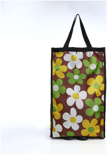 Сумка хозяйственная складная на липучке, 2 колеса, наружный карман, цвет разноцветный / 103231151 - вид 2