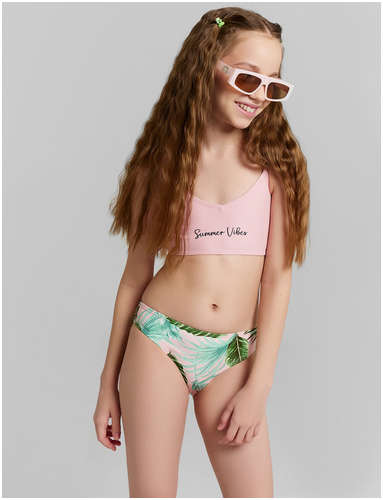 Купальник для девочек раздельный с тропическим принтом и надписью Mark Formelle / 103234752 - вид 2