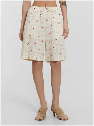 Шорты женские кремовые в клетку Mark Formelle / 103237964 - вид 2