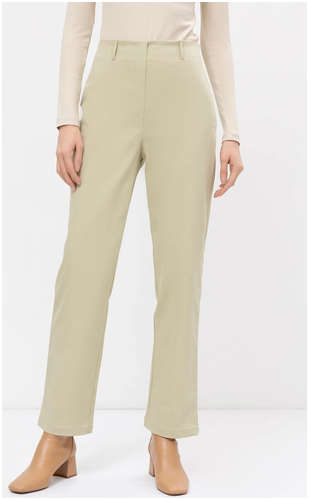 Однотонные брюки женские прямого силуэта оливкового цвета Mark Formelle / 103165850 - вид 2